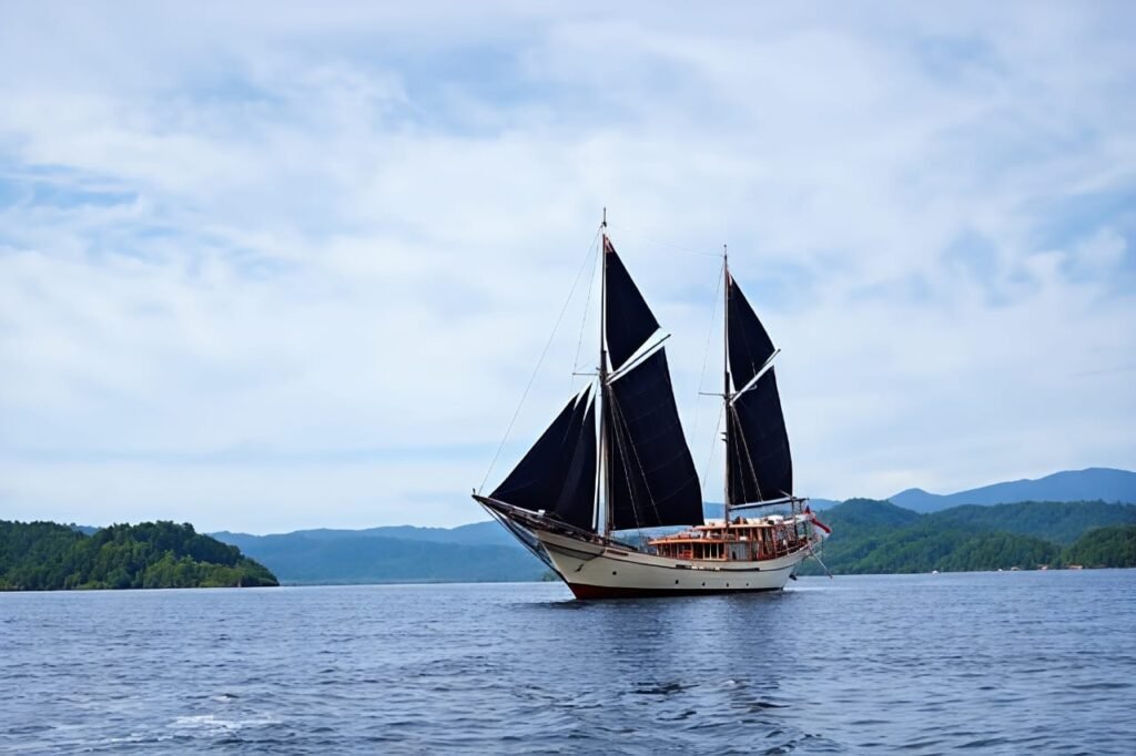 Luxury Komodo Island Tour featuring a private yacht, crystal-clear waters, scenic island landscapes, and premium travel experiences.