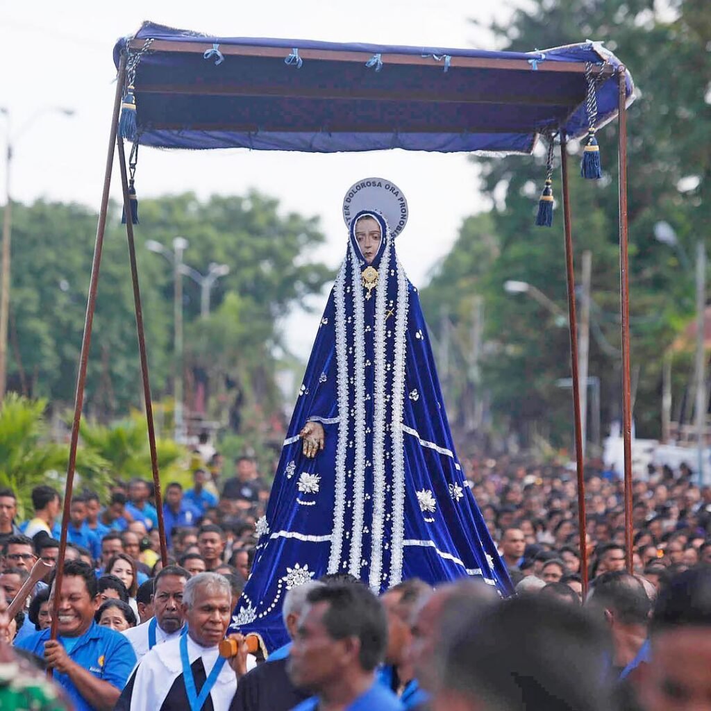 Samana Santa festival in Flores with colorful Catholic procession and traditional celebrations