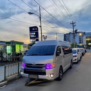 Hiace minibus rental in Labuan Bajo offering comfortable Flores shuttle services for tourists