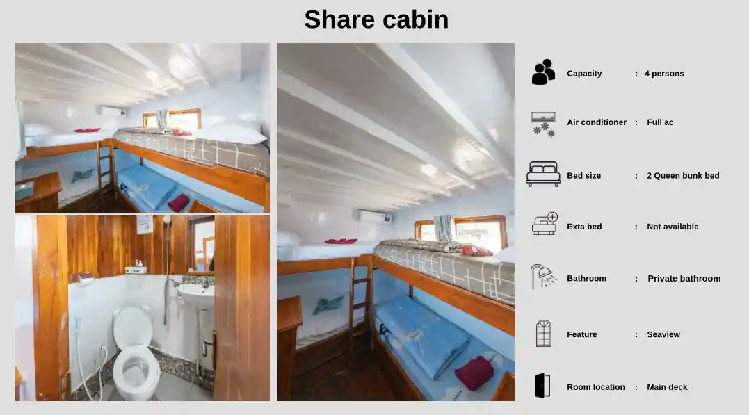 Bukit mas boat share cabin | flores komodo tour organizer Bukit Mas Boat Share cabin