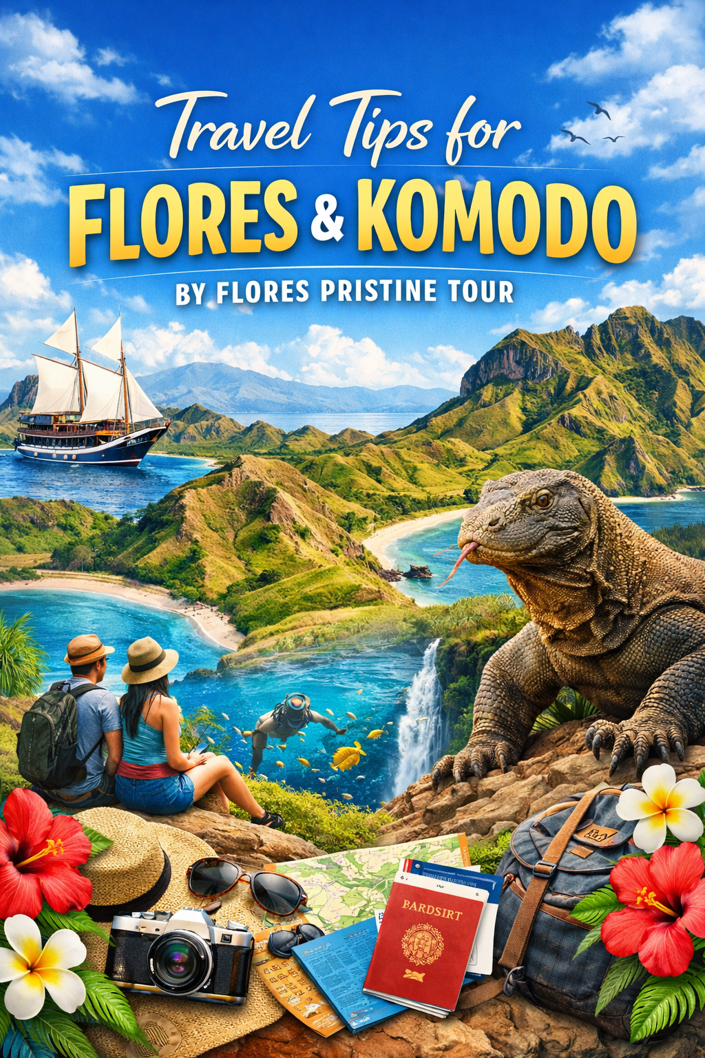 Travel Tips for Flores  Komodo Indonesia  scenic landscapes Komodo dragon Phinisi boat tropical beaches and adventure travel by Flores Pristine Tour
