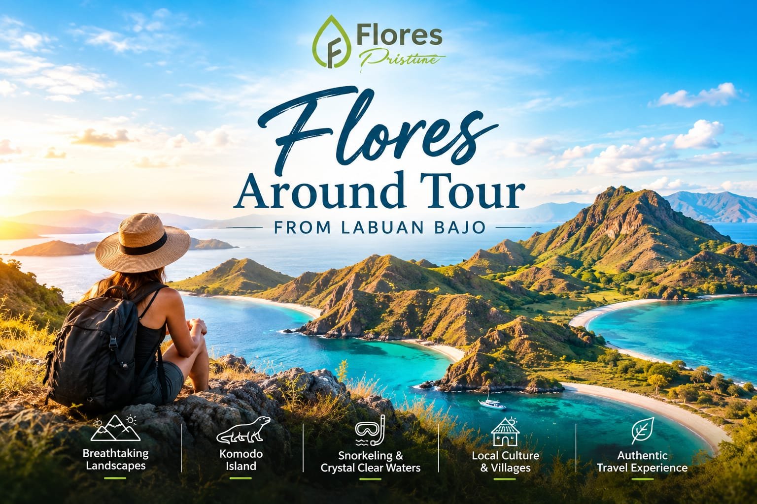 Flores Around Tour from Labuan Bajo featuring breathtaking island landscapes turquoise waters snorkeling Komodo Island local villages and authentic travel experiences in Flores Indonesia