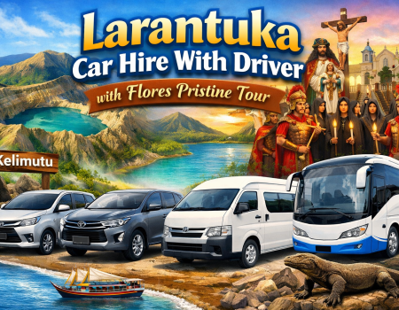 Larantuka car hire with driver Flores Pristine Tour featuring Avanza Innova Hiace and bus with Kelimutu and Semana Santa festival