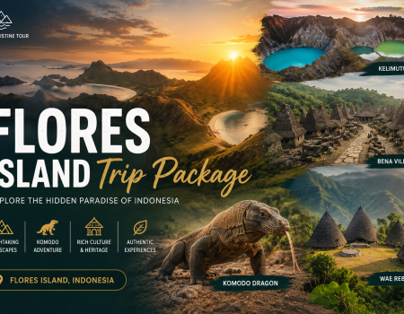 Flores Island Trip Package featuring Komodo dragon, Kelimutu lakes, and traditional villages