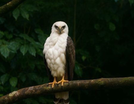 Flores Hawk-Eagle (Elang Flores) perched on a tree branch during Flores Komodo birdwatching tour