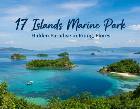 Scenic view of 17 Islands Marine Park in Riung, Flores with clear blue waters and small islands